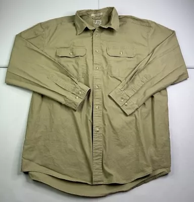 Vtg LL Bean Mens Safari Style Canvas Button Shirt Traditional Fit 100% Cotton XL • $34.95