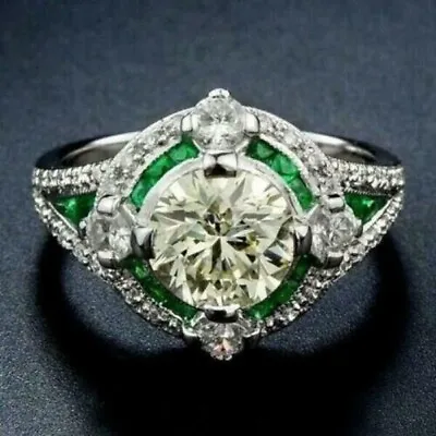 Art Deco Vintage Style 2.50Ct Lab Created Diamond Engagement 925 Silver Ring • $67.20