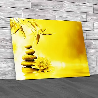 Creating A Bathroom Oasis With Relaxing Pebbles Yellow Canvas Print Large • £14.95