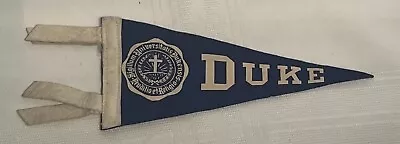 Vintage 1940’s Duke University Blue & White Mini Pennant Banner Flag W/Tag • $14.95