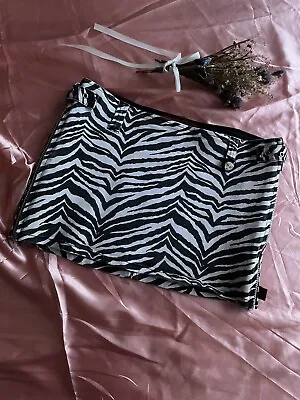 Vintage Punk Goth Zebra Print Denim Tripp Nyc Mini Skirt Sz S • $100