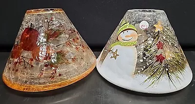 (2) Yankee Candle Crackle Glass Fall Thanksgiving & Christmas Jar Shade • £28.93