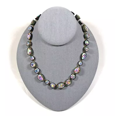 J. Crew Brulee Sea Glass Black Glitter Statement Necklace 16-18  - Rare Find! • $212