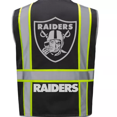 🏈🦺las Vegas Raiders Work Safety Vest Ppe W/reflective Skull Logo M/l/xl/2xl • $29.99