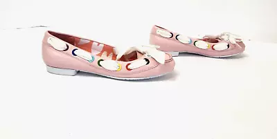 BETSEY JOHNSON Betseyville Vanora Pink Leather Slip On Boat Shoes Women's 6M NWD • $29.99