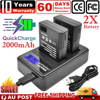 2x 2000mAh EN-EL14 EN-EL14a Battery & Dual Charger For Nikon D3400 D5300 D5200 • $34.99