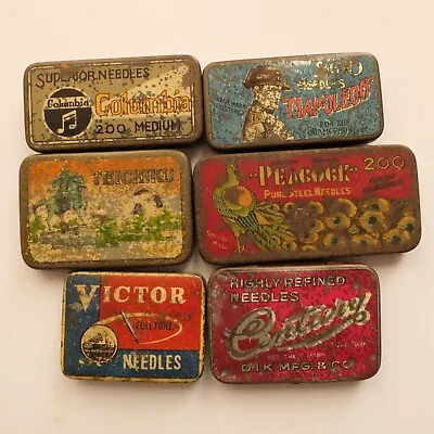 6 X JAPANESE  Gramophone Needle Tin (Grammophon Nadeldose Boîte à Aiguilles) • $20