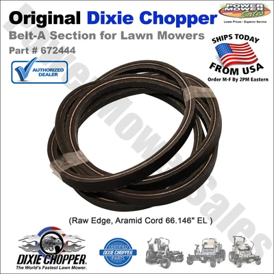$31.33 • Buy Genuine OEM Dixie Chopper Belt-A Section Raw Edge Aramid Cord 66.146  EL, 672444