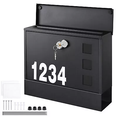 14  Steel Locking Mail Box Wall Mount Large Newspaper Letterbox W/ Door & 2 Keys • $35.90