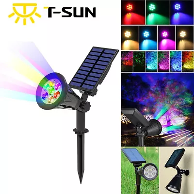 Solar Spot Lights LED Colour Changing Projection Stake Garden Light Outdoor Lamp • £14.99