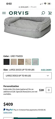 Orvis Memory Foam Couch Dog Bed Brand New Slate • $120