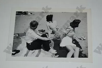 1940s Beach Scene Candid Of Women Looking Away    Vintage Photo Aa • $3.99