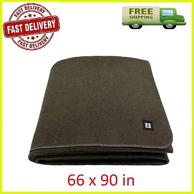$64.99 • Buy EKTOS 100% Wool Blanket, Olive Green, Warm& Heavy 5 Lbs, Large Washable 66 X90 