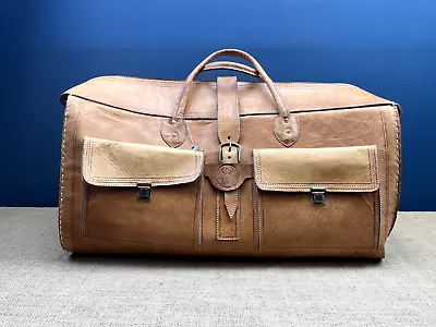 Italian Leather Cow Hide Travel Duffle Bag Weekend Overnight Holdall Gym Kit • £90