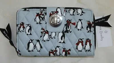 VERA BRADLEY Turnlock & Zip Wallet - Playful Penguins Gray - New With Tag • $39.95
