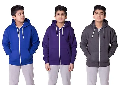 £6.99 • Buy Kids Boys Girls Plain Fleece Hoodie Full Length Sleeve Sweatshirt Top Pullover