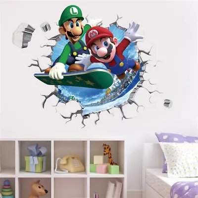 Mario Brothers Wall Decals Children Cartoon Bedroom Background Wall Decoration P • $17.64