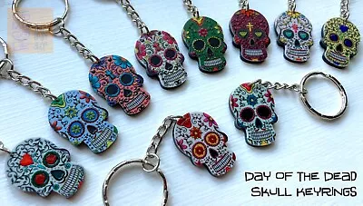 DAY OF THE DEAD Key Ring Mexican Los Muertos Sugar Skull Zombie Skeleton Keyring • £2.89