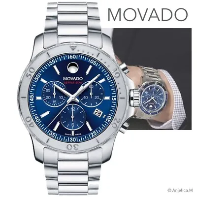 NEW Movado Collection Series 800 Blue Dial Mens S/Steel Swiss Made Watch 2600151 • $1050