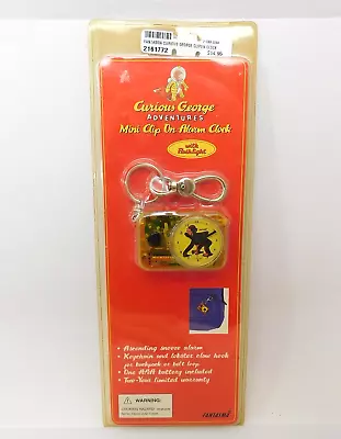 Fantasma Curious George Clipon Alarm Clock W/ Flashlight - New Old Stock 18-521 • $2.40