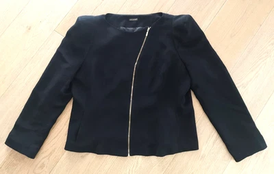 $50 • Buy Carla Zampatti Black LS Padded W/ Gold DIagonal Zip Up Jacket AU Sz18  US Sz14