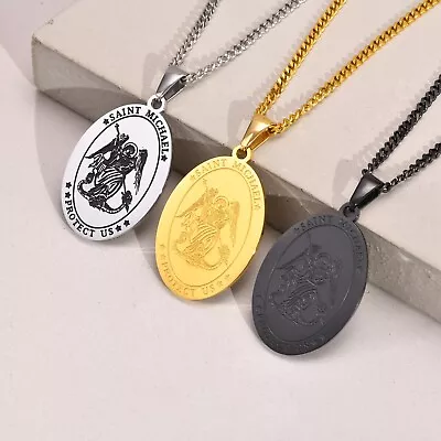 Saint St Guardian Angel Michael / Christopher Pendant Necklace Chain Archangel  • £6.11