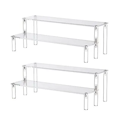 2 Pack Clear Acrylic Display Riser 2 Tier Cupcake Stand Shelf For Clear • $24.09