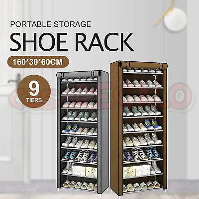 $22.73 • Buy Up To 9 Tier Shoe Rack Portable Storage Cabinet Organiser Wardrobe
