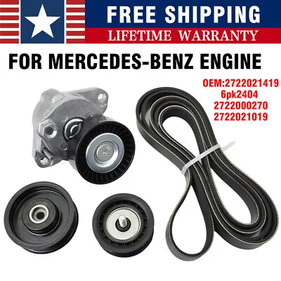 Engine Belt Tensioner + Idler Pulley Serpentine Belt Kit FITS FOR Mercedes-Benz • $43.98