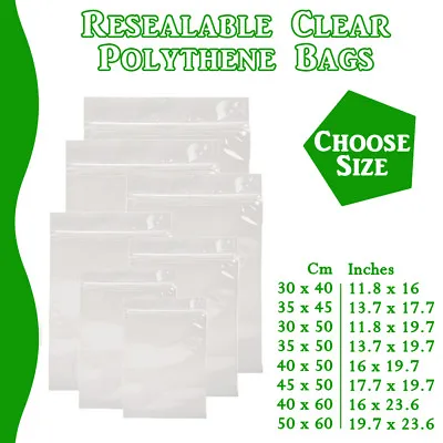 XX Large Grip Seal Zip Lock Polythene Resealable Clear Plastic Bags 100-10000 • £6.59