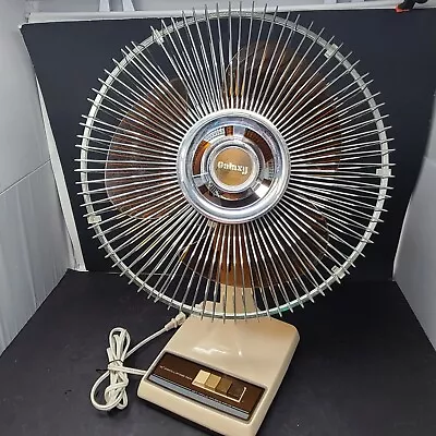 Vintage Galaxy Oscillating Fan K1-CR Brown Blades Chrome Wire HIGH SPEED ONLY • $44.50