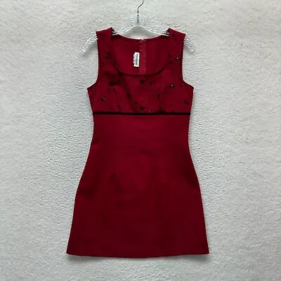 90s Vintage Wrapper Fairy Grunge Goth Whimsigoth Mini Dress 9 10 M L Red Sequin • $87