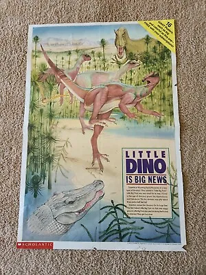 1990 DINOSAUR SCHOLASTIC ADVERTISING POSTER 22  X 34  HOME SCHOOL EDUCATION • $19.95