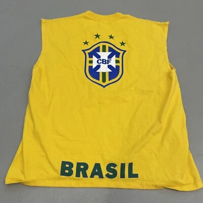 $24.99 • Buy VTG Muscle Tank Nike Brasil Brazil Football Soccer Yellow Shirt CBF Size XL 90s