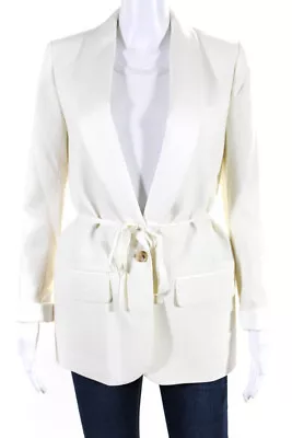 J Crew Womens Satin Lapel Cuffed One Button Blazer Jacket Ivory Size 0 • $42.69