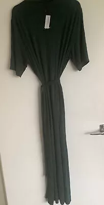 NEW NASTY GAL High Neck Forest Green T-shirt Belted Oversized MIDI Dress Size 10 • £8.99