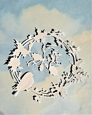 £1.50 • Buy Die Cut Cuts Frame Card Topper Robin Wreath Holly Christmas X 6 Choice Of Colour
