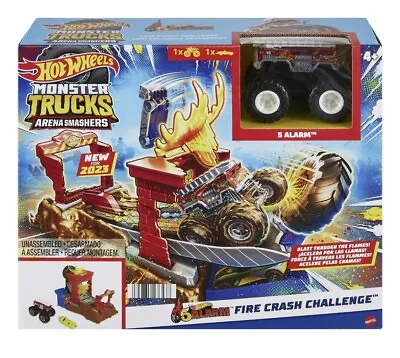 Hot Wheels Monster Trucks Arena Smashers 5 Alarm Fire Crash Challenge Playset • $12.99