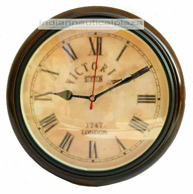 Vintage 1747 Victoria Clock Station London Wall Clock Handmade Wooden Clock • £80.40