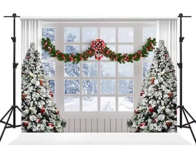  Winter Christmas Background White Window And Christmas Tree Background 10×10ft • $176.03