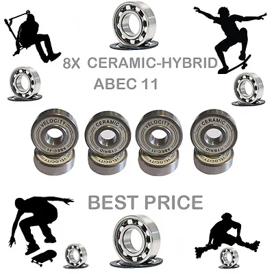 8 Precision Abec 11 Hybrid Ceramic Bearings Skate Inline Skateboard Scooter 9 • £24.99