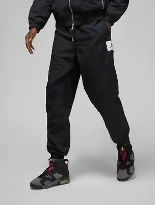 Nike Size M Men's Air Jordan Woven Warm-Up Pants Black White DQ7474 010 • $73.31