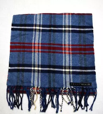 Perry Ellis Men's 100% Cotton Blue  Red Plaid Scarf • $4.95