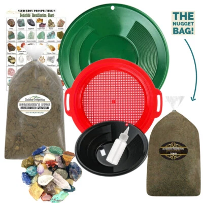$159.95 • Buy Gold Nugget & Gemstone Paydirt KIT | Miner GIFT IDEA | Pans Sieve Sifter | Large