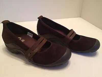 Merrell Plaza Bandeau Chocolate Brown Suede Leather Mary Janes Size 9 • $24.99