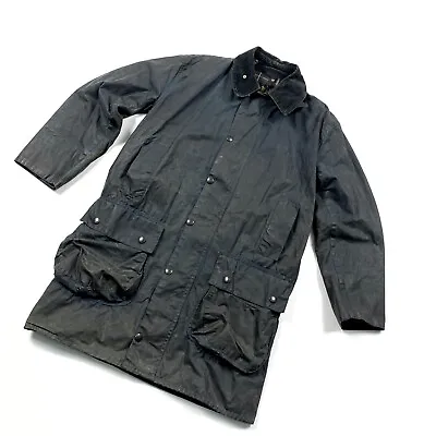 $140 • Buy Men’s Barbour A205 Border Waxed Navy Blue Jacket Wax Coat Size S / C36/91cm