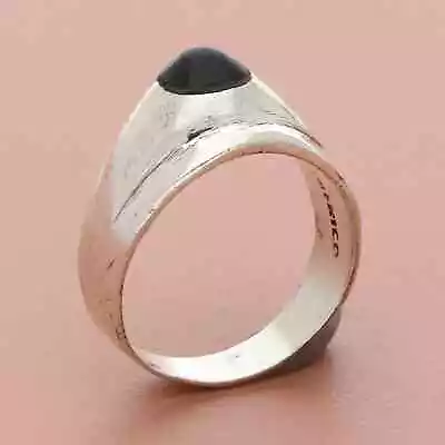 Taxco Mexico Sterling Silver Mens Vintage Black Onyx Dome Ring Size 9 • $64