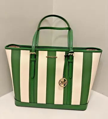 Michael Kors Jet Set Travel Large Top Zip Shoulder Tote Bag - Fern Green Multi • $182