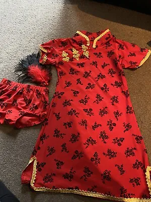 Red Black Girls Dance Freestyle Costume Age 9-10 Years Chinese Dress Twirling • £29.99