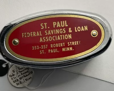 Vintage Tall Oval St. Paul Federal Savings & Loan St. Paul Minn With Key • $24.95